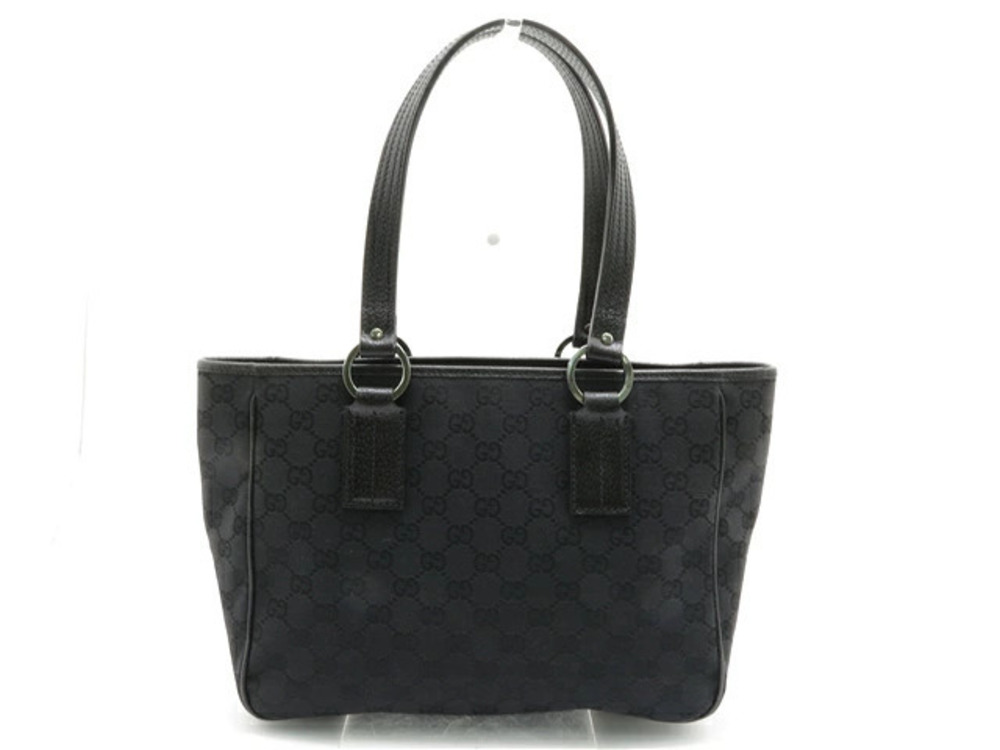 Gucci tote bag GG canvas x calfskin black